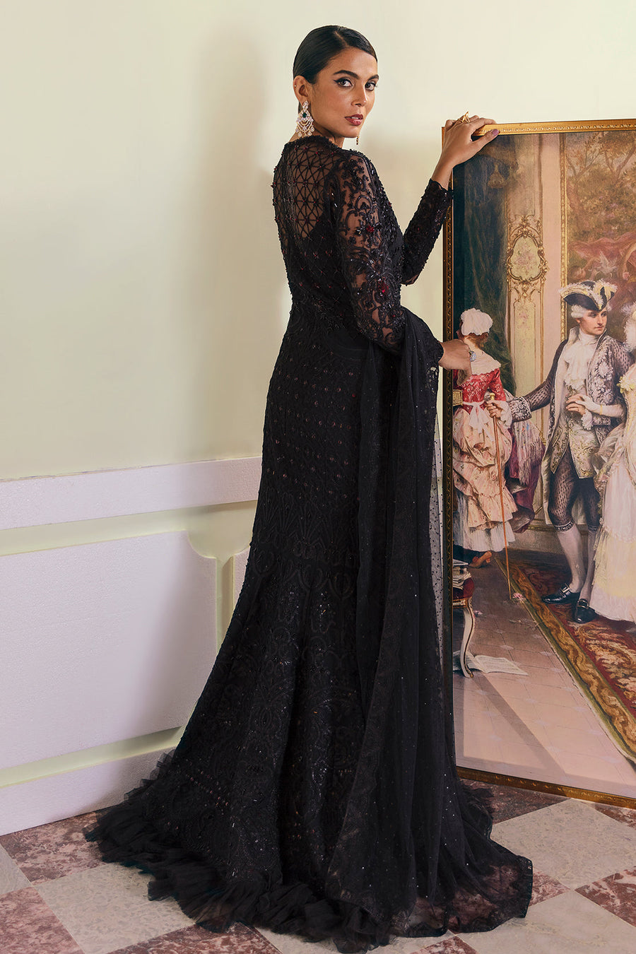 Reign Luxury Embroidered Net Ready to Wear 3Pc Suit - Adonia