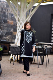 MAK Fashion Ready to Wear 1 Pc Embroidered Kurti Pleated Linen KUW-10068