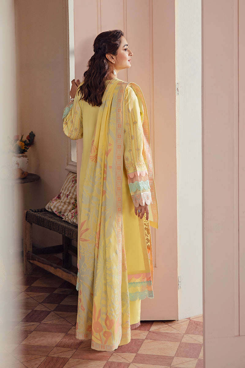 Rang Rasiya Premium Embroidered Lawn 3Pc Suit LE-D-12 Primrose