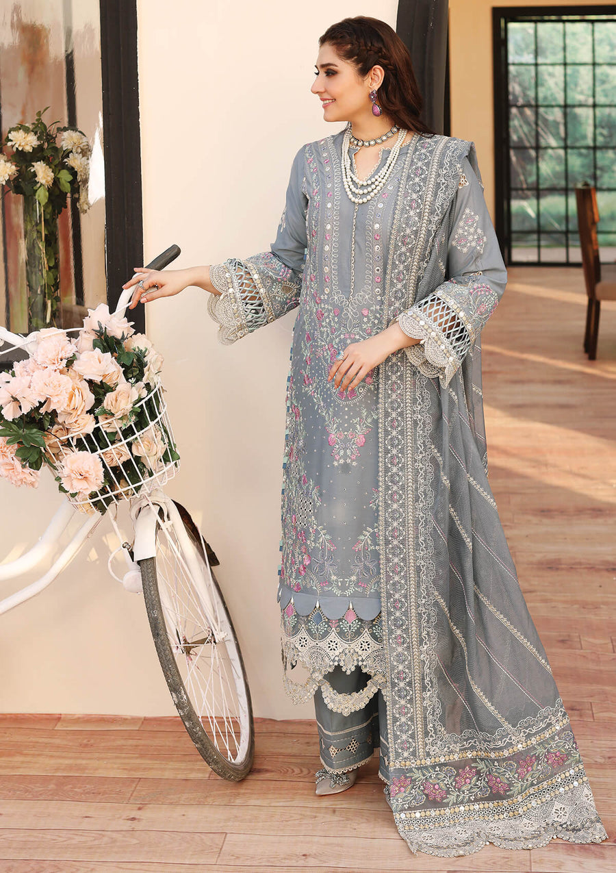 KAHF Premium Embroidered Luxury Lawn Unstitched 3Pc Suit KLC-08