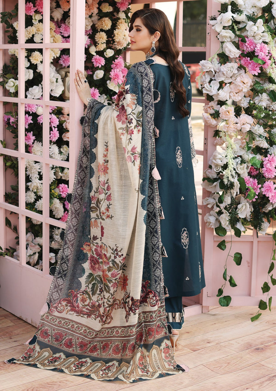 KAHF Premium Embroidered Luxury Lawn Unstitched 3Pc Suit KLC-01A