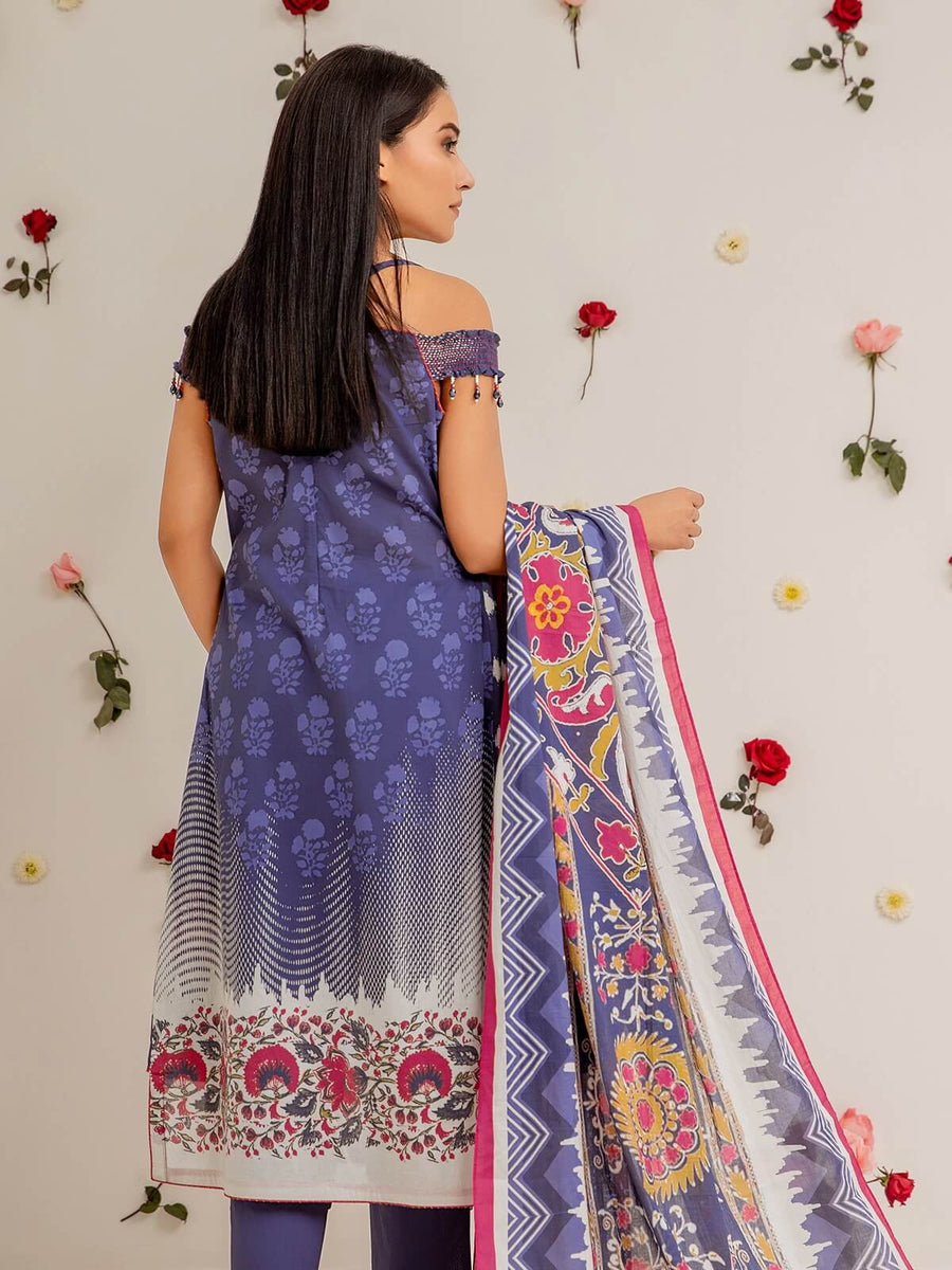 edenrobe Premium Lawn Unstitched 3 Pc Embroidered Suit EWU21V2-20431 - FaisalFabrics.pk