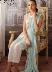 Cross Stitch Embroidered Lawn Unstitched 3Pc Suit D-22 Pearl White
