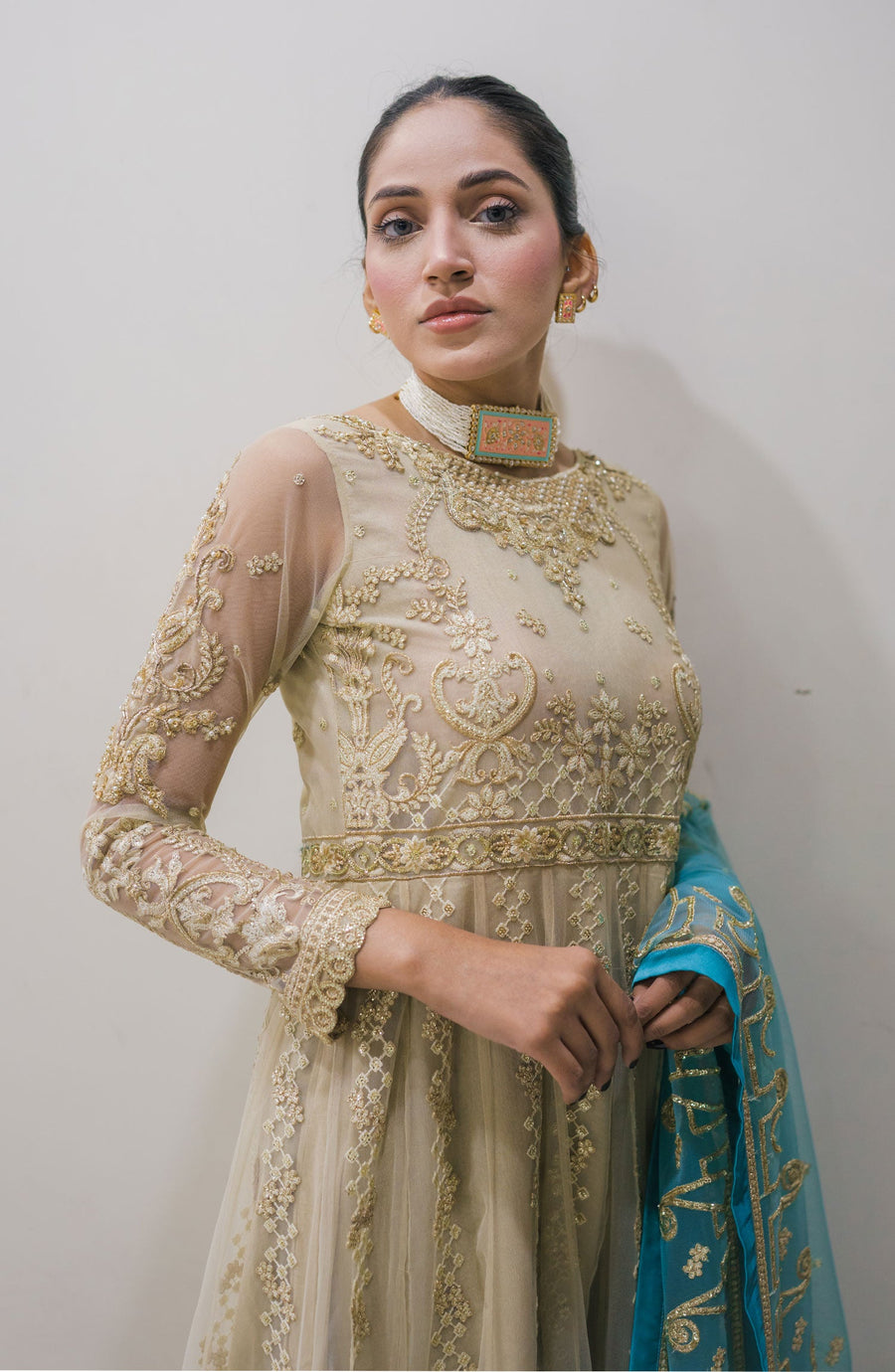Surmai Sirr e Ayaa Unstitched Embroidered Formal 3Pc Suit - AYLA