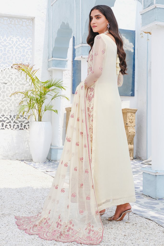 Motifz Premium Bemberg Chiffon Unstitched 3Pc Suit 2910 Pearl Fringe - FaisalFabrics.pk