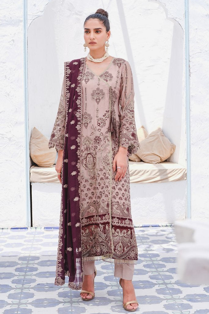 Motifz Premium Bemberg Chiffon Unstitched 3Pc Suit 2911 Sweet Sugar Plum - FaisalFabrics.pk