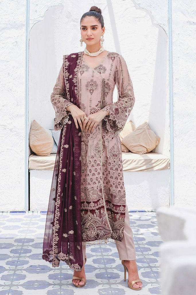 Motifz Premium Bemberg Chiffon Unstitched 3Pc Suit 2911 Sweet Sugar Plum - FaisalFabrics.pk