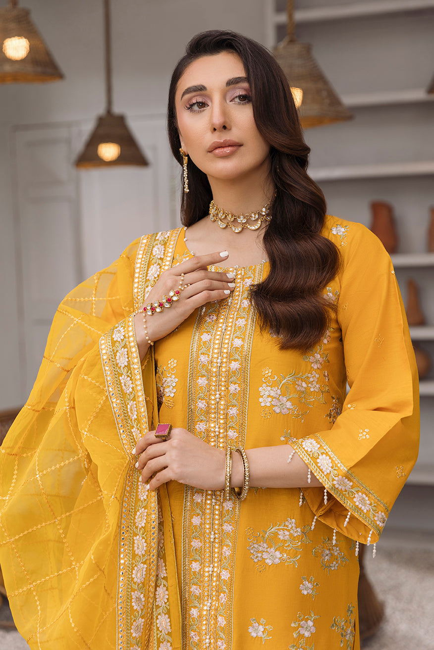 Daud Abbas Embroidered Lawn Unstitched 3 Piece Suit - Hoorain