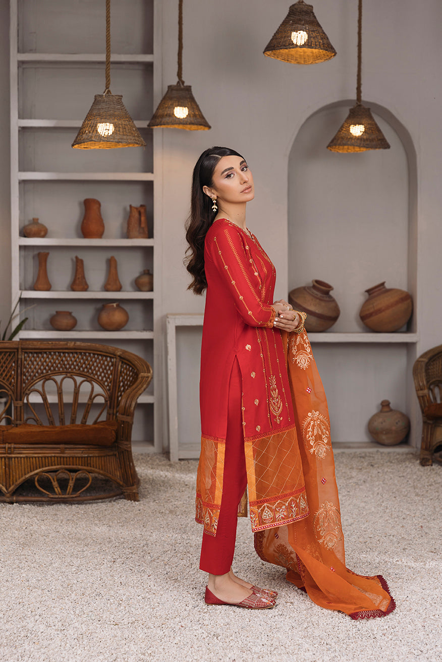 Daud Abbas Embroidered Lawn Unstitched 3 Piece Suit - Mehnaz