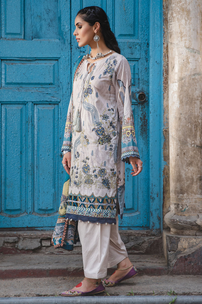 Motifz Amal Embroidered Lawn 3Pc Suit 2935 MALINA
