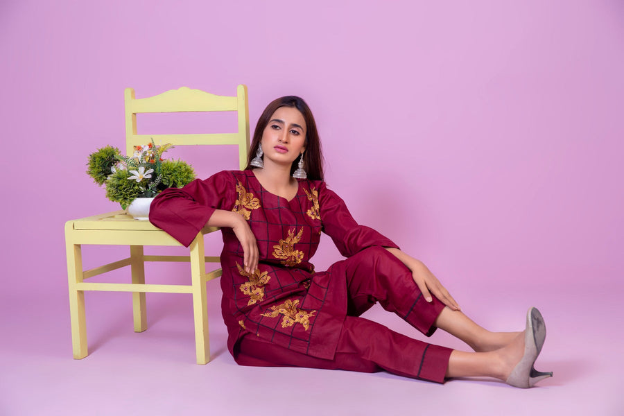 MAK Fashion Ready to Wear 2 Pc Embroidered Cotton C-10065