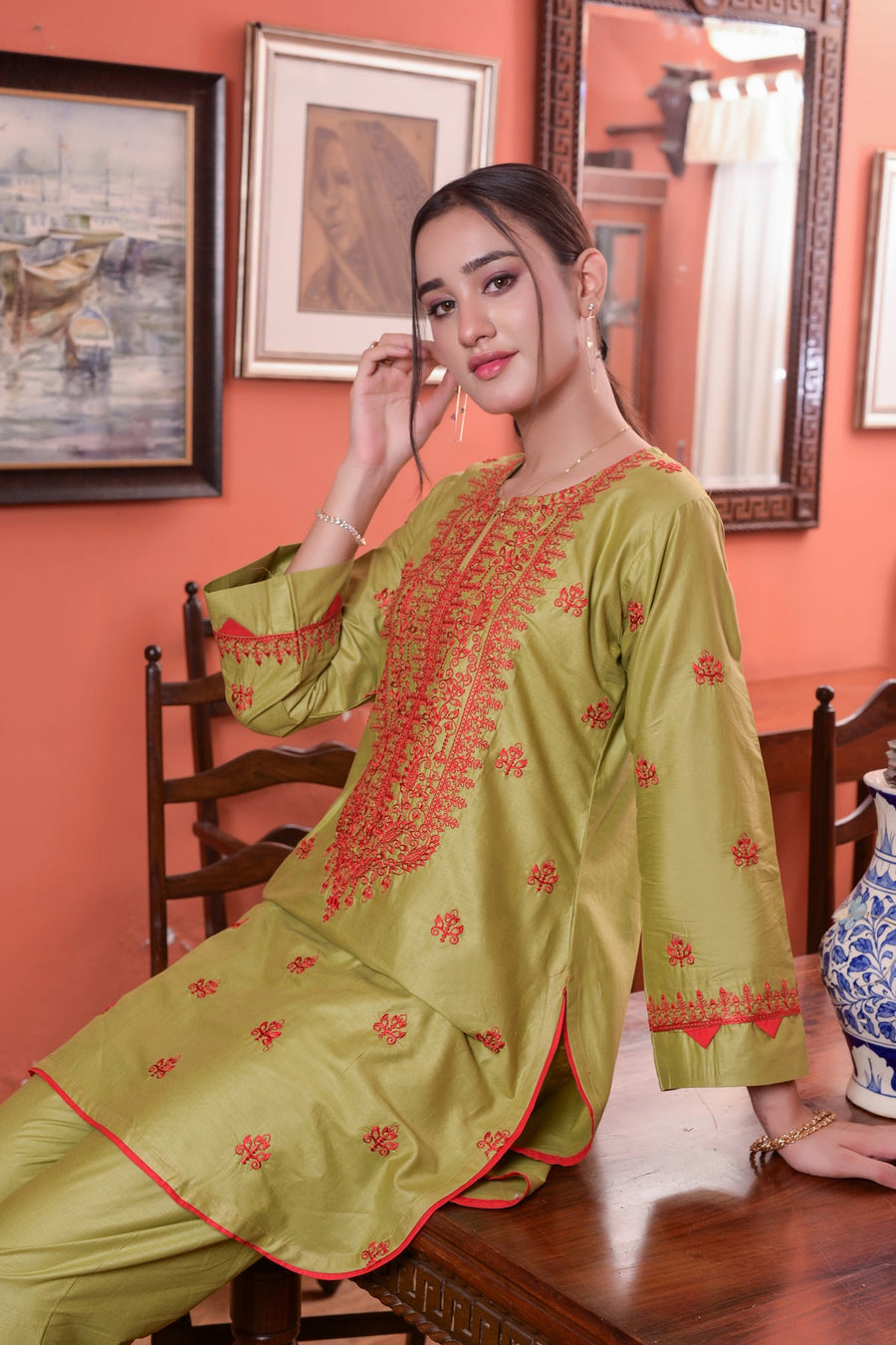 MAK Fashion Ready to Wear 2 Pc Embroidered Cotton KUW-10078