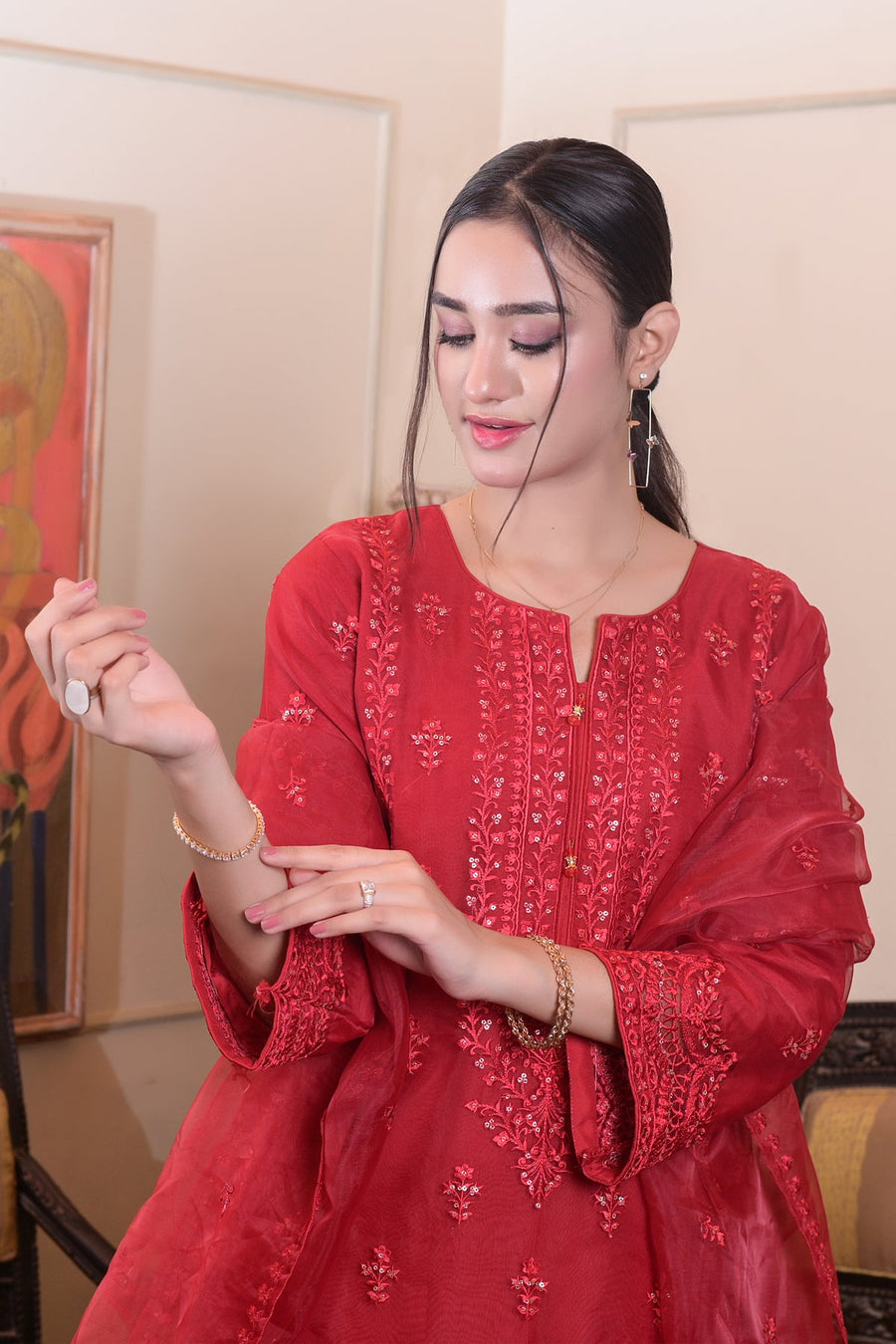 MAK Fashion Ready to Wear 2 Pc Embroidered Organza EFO-1007