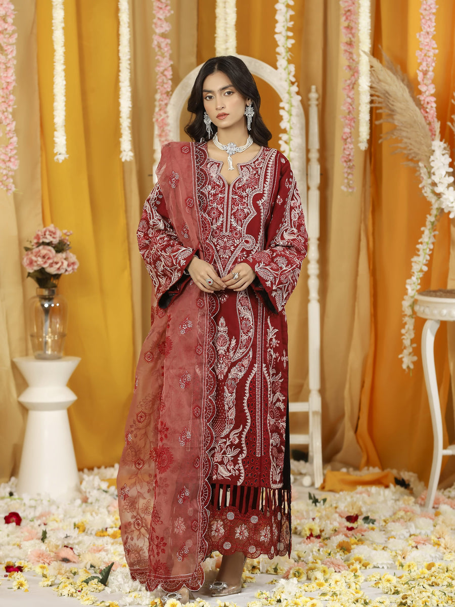 Ghazal by Humdum Embroidered Luxury Lawn Unstitched 3 Piece Suit D-01