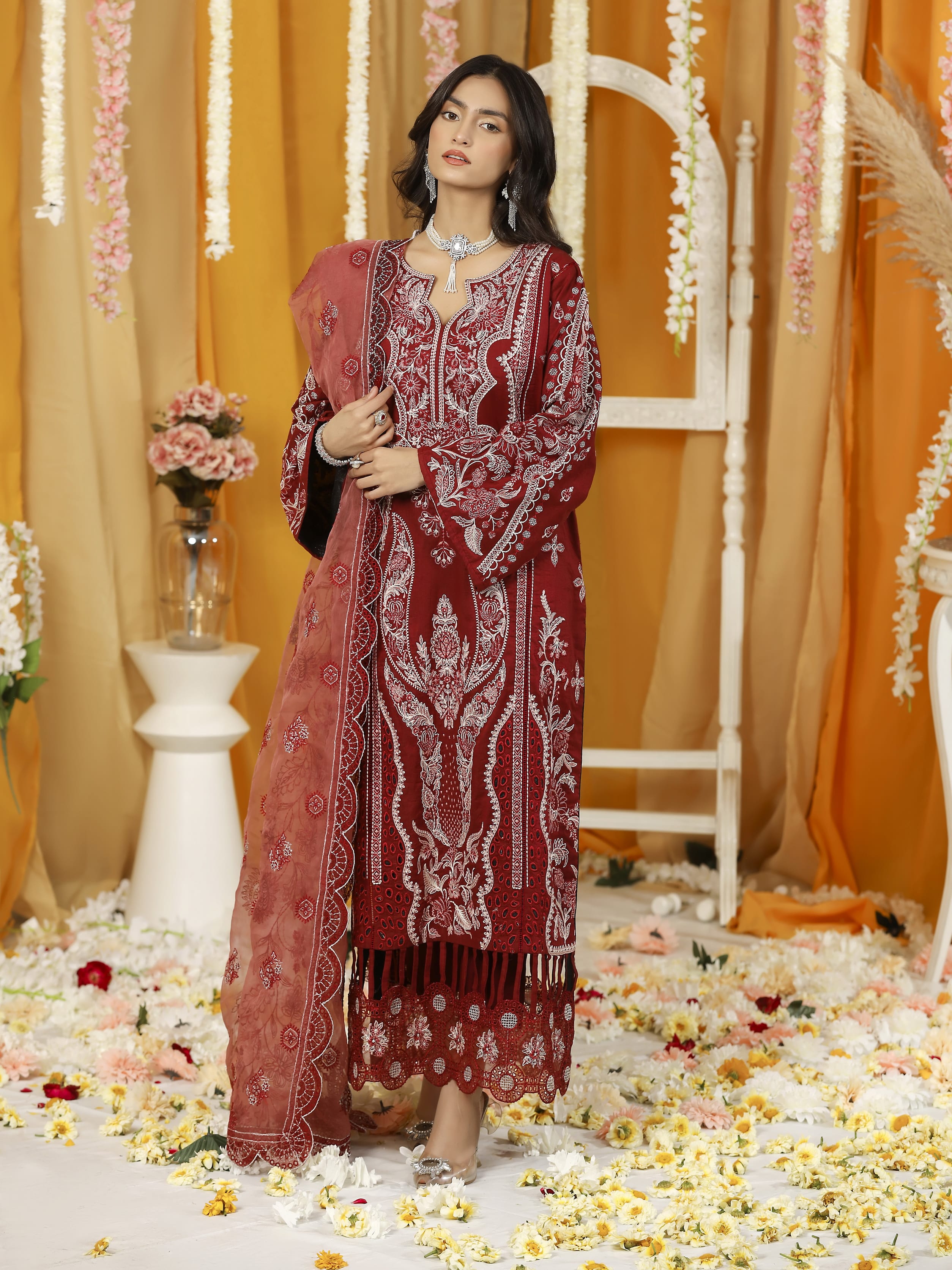 Humdum Collection Ghazal by Humdum Embroidered Luxury Lawn Unstitched 3 Piece Suit D-01