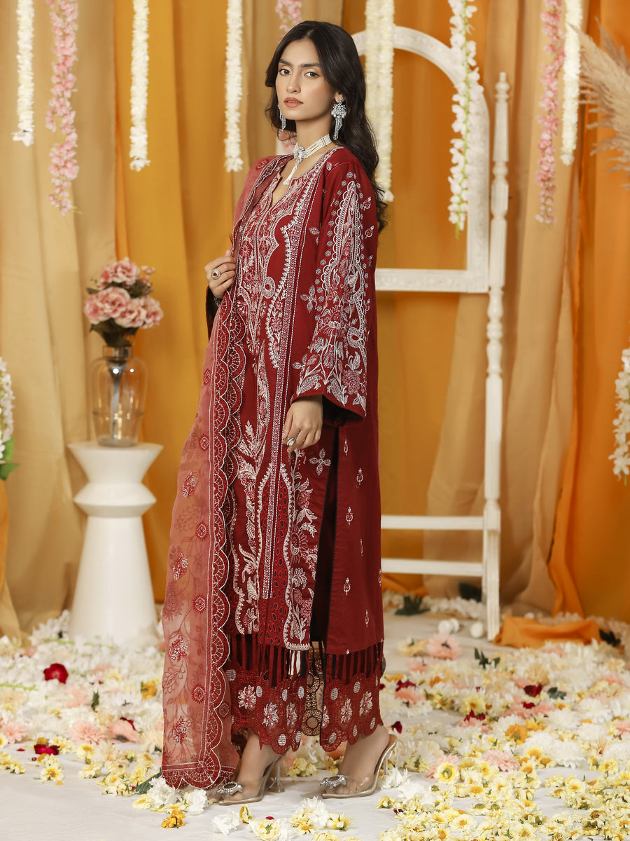 Ghazal by Humdum Embroidered Luxury Lawn Unstitched 3 Piece Suit D-01