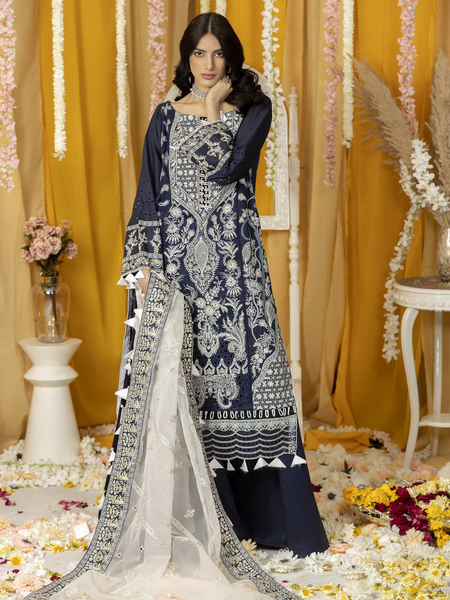 Ghazal by Humdum Embroidered Luxury Lawn Unstitched 3 Piece Suit D-03
