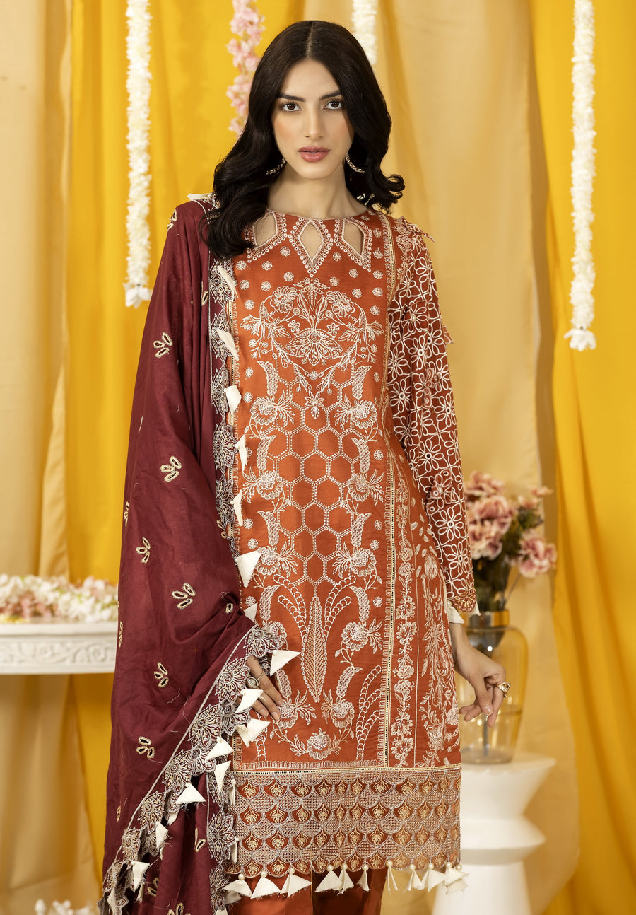 Ghazal by Humdum Embroidered Luxury Lawn Unstitched 3 Piece Suit D-07