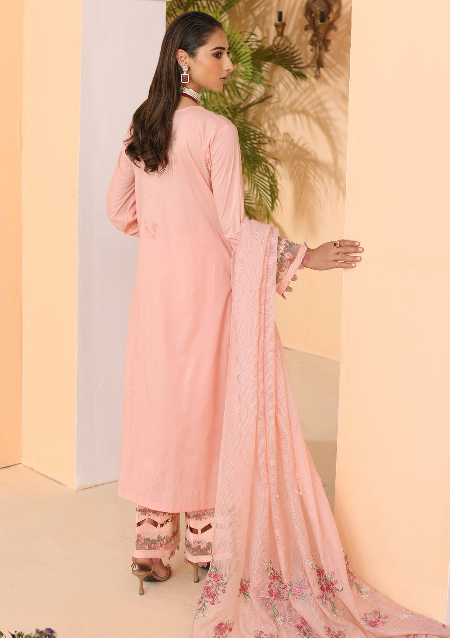 ELAF Premium Luxury Pret Embroidered Lawn 3Pc Suit ELP-07A Cherish