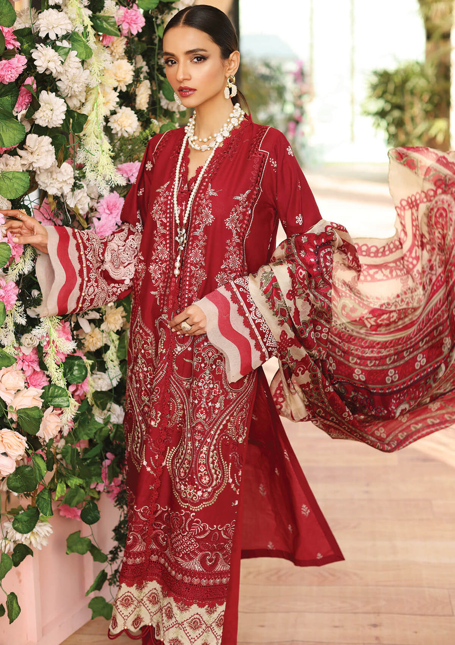 KAHF Premium Embroidered Luxury Lawn Unstitched 3Pc Suit KLC-09A