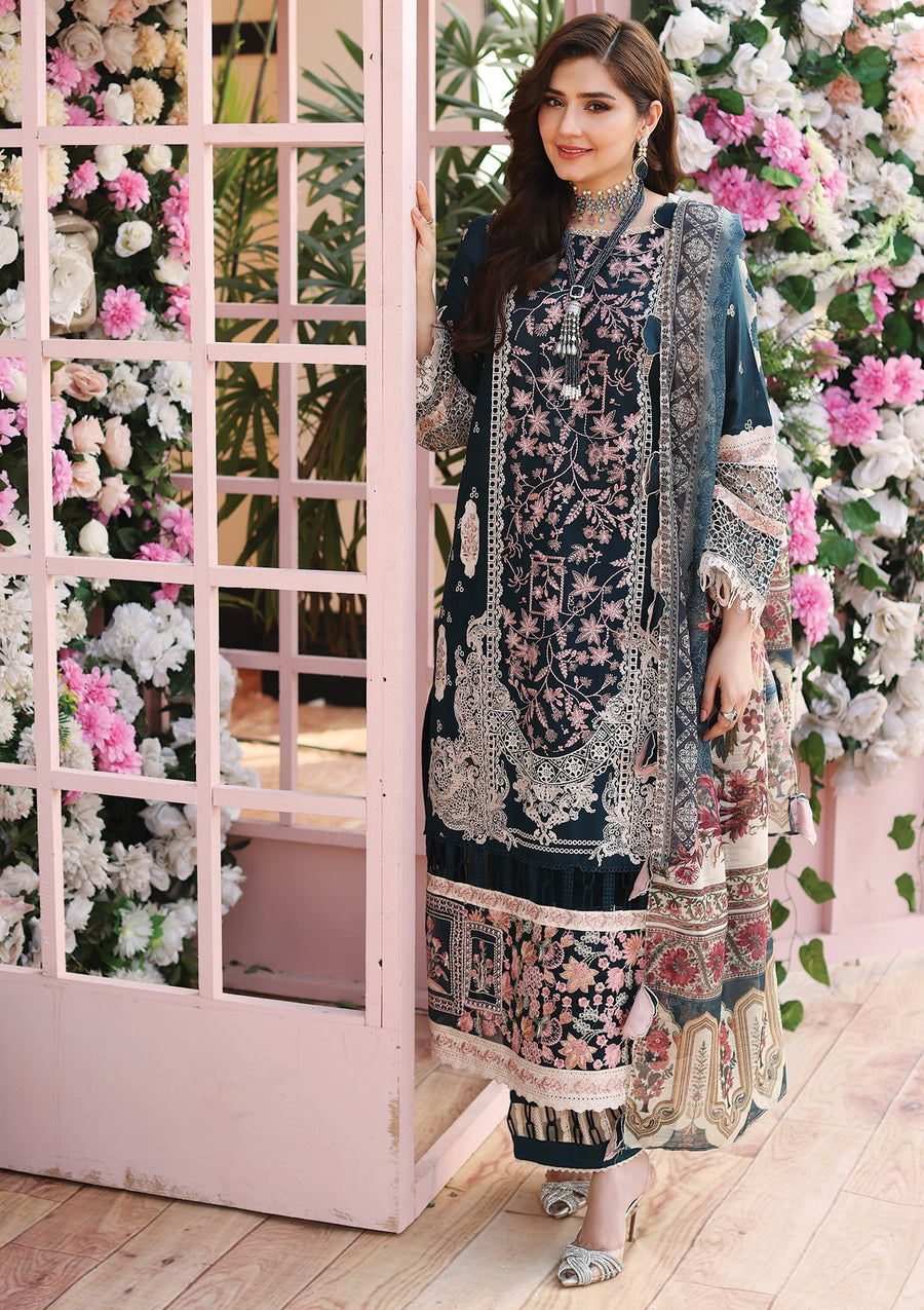 KAHF Premium Embroidered Luxury Lawn Unstitched 3Pc Suit KLC-01A