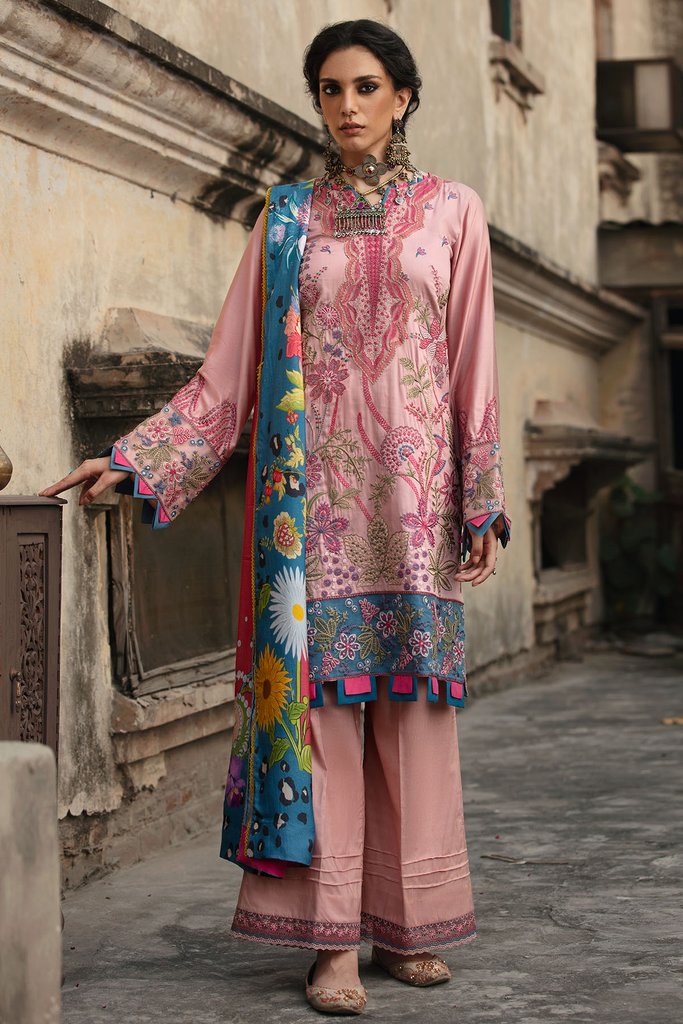 Motifz Wasiyat Cotton Satin 3pc Unstitched Suit 3022 Sabz Bagh B - FaisalFabrics.pk