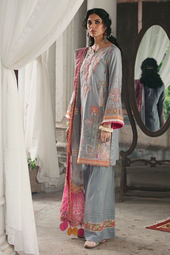 Motifz Wasiyat Cotton Satin 3pc Unstitched Suit 3023 Naaz B - FaisalFabrics.pk