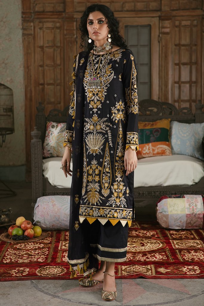 Motifz Wasiyat Cotton Satin 3pc Unstitched Suit 3028 Minha A - FaisalFabrics.pk