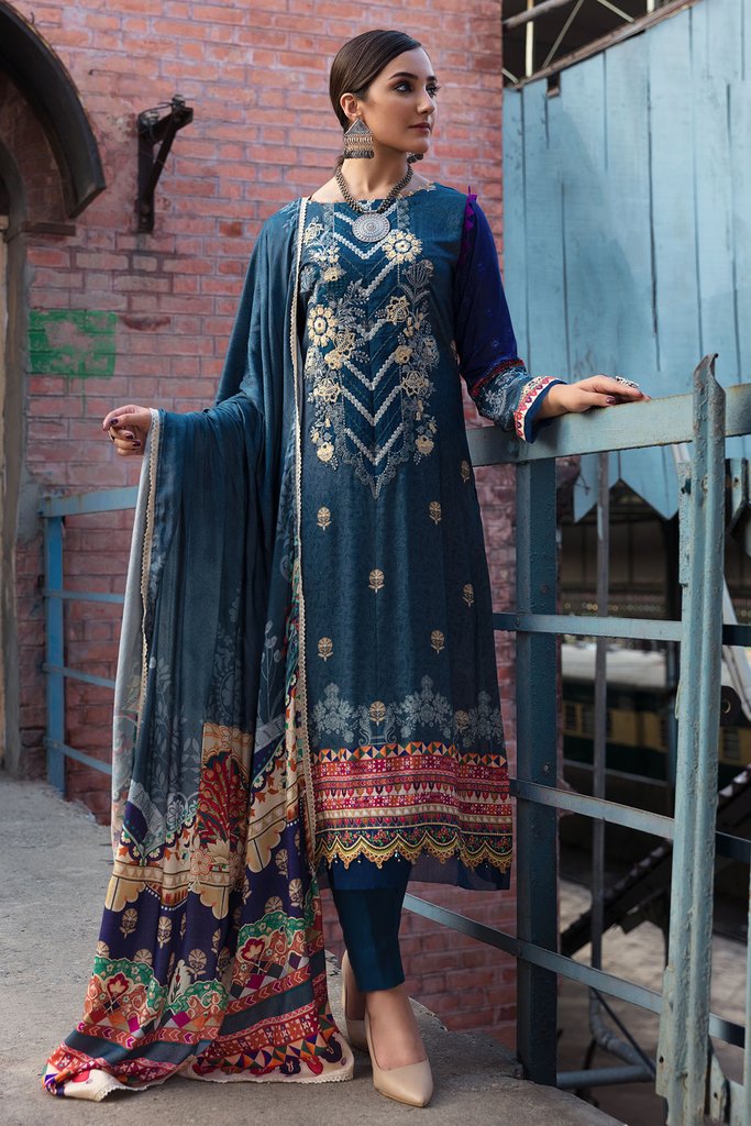 Umang by Motifz Digital Printed Embroidered Linen 3pc Suit 3074-FLORISTA - FaisalFabrics.pk