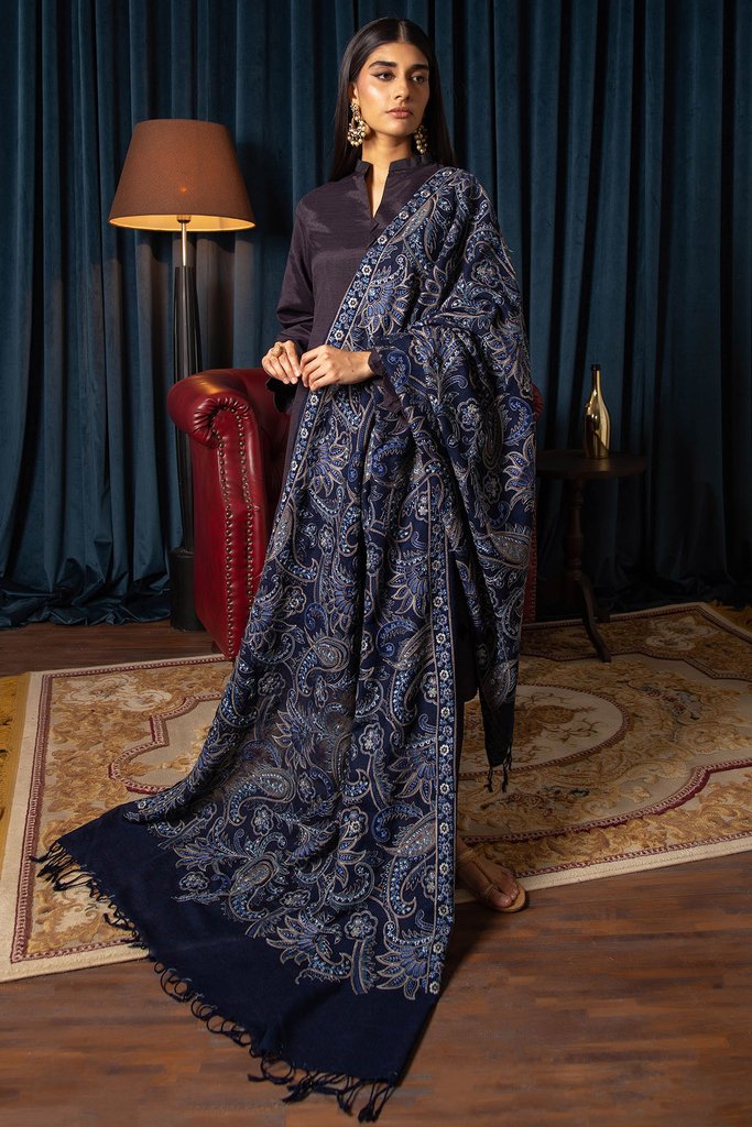 Motifz Womens Winter Embroidered Blend Wool Shawl 3085-SERENA - FaisalFabrics.pk
