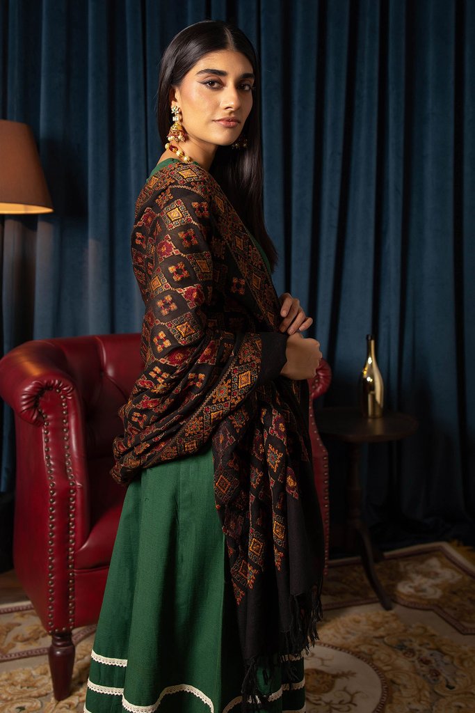 Motifz Womens Winter Embroidered Blend Wool Shawl 3086-MILANA - FaisalFabrics.pk