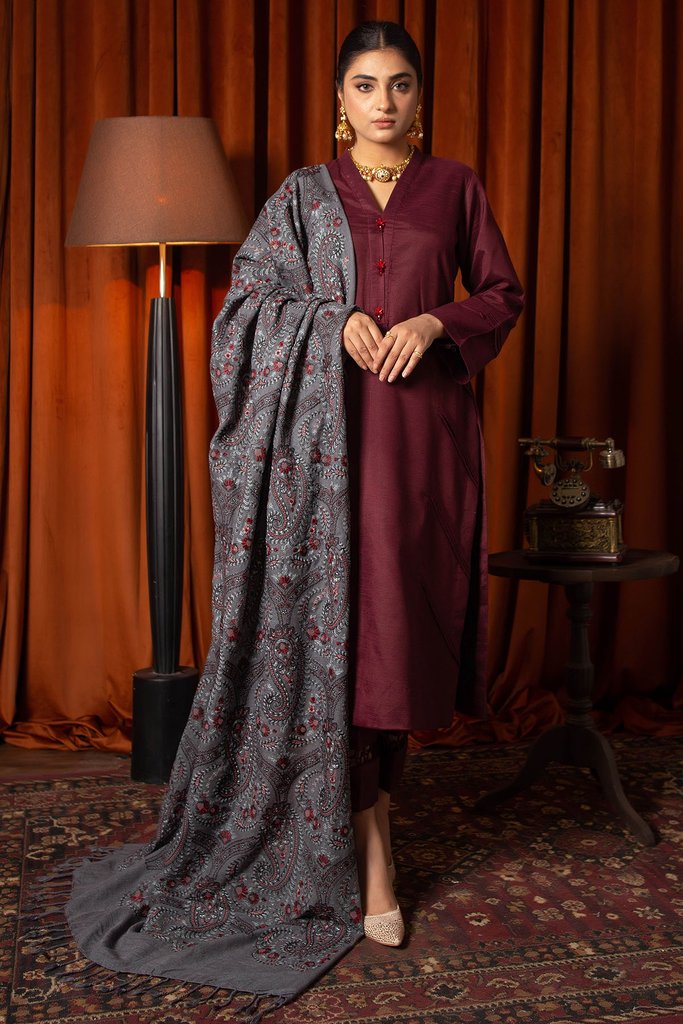Motifz Womens Winter Embroidered Blend Wool Shawl 3088-ELINOR - FaisalFabrics.pk