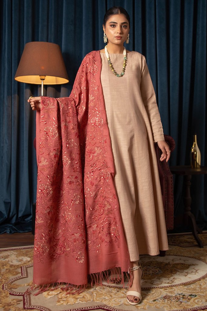 Motifz Womens Winter Embroidered Blend Wool Shawl 3089-DALIA - FaisalFabrics.pk