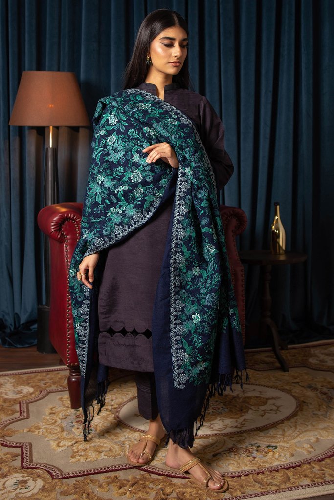Motifz Womens Winter Embroidered Blend Wool Shawl 3090-MERRYN - FaisalFabrics.pk