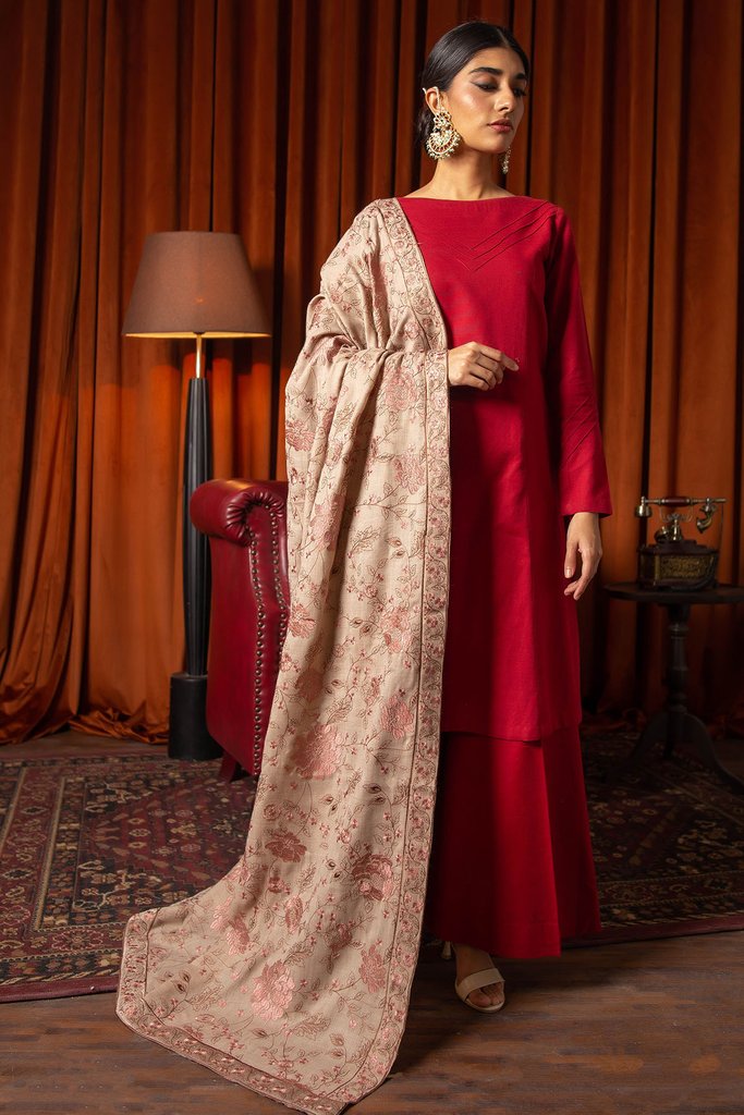 Motifz Womens Winter Embroidered Pashmina Blend Shawl 3095-ILARIA - FaisalFabrics.pk