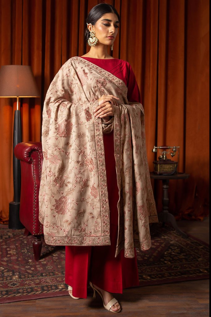 Motifz Womens Winter Embroidered Pashmina Blend Shawl 3095-ILARIA - FaisalFabrics.pk