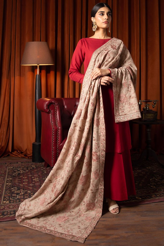 Motifz Womens Winter Embroidered Pashmina Blend Shawl 3095-ILARIA - FaisalFabrics.pk