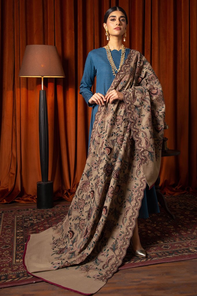 Motifz Womens Winter Embroidered Pashmina Blend Shawl 3096-LYSSA - FaisalFabrics.pk