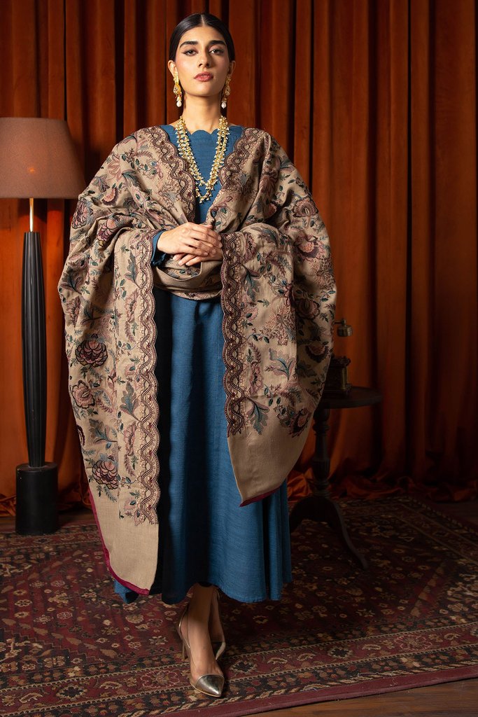 Motifz Womens Winter Embroidered Pashmina Blend Shawl 3096-LYSSA - FaisalFabrics.pk