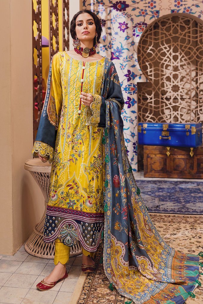 Motifz Premium Winter 2021 Embroidered Linen 3 Piece Suit 3106-PINAR - FaisalFabrics.pk