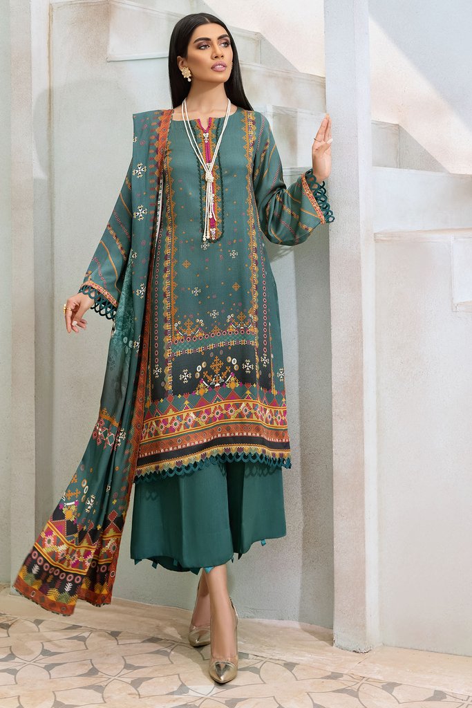 Umang by Motifz Digital Printed Cotail Linen 3pc Suit 3121-TRADITUNAL-GREENS - FaisalFabrics.pk