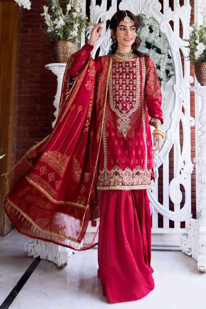 Motifz Shehnai Embroidered Festive Jacquard 3pc Suit 3134-ZOHRA - FaisalFabrics.pk