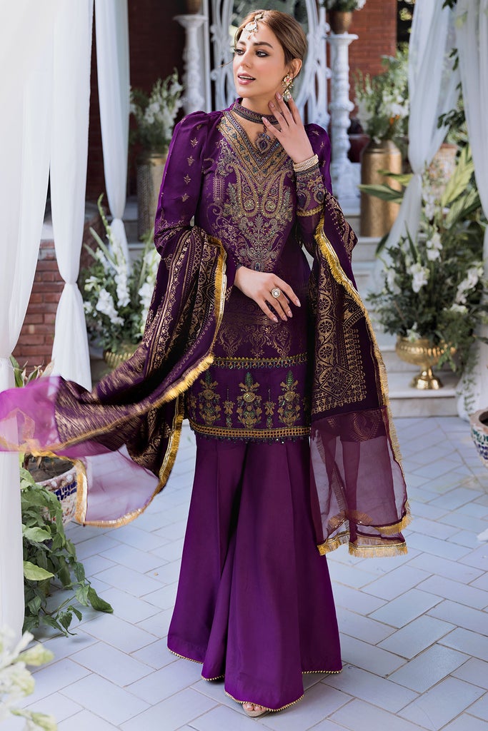 Motifz Shehnai Embroidered Festive Jacquard 3pc Suit 3140-BALSAM - FaisalFabrics.pk