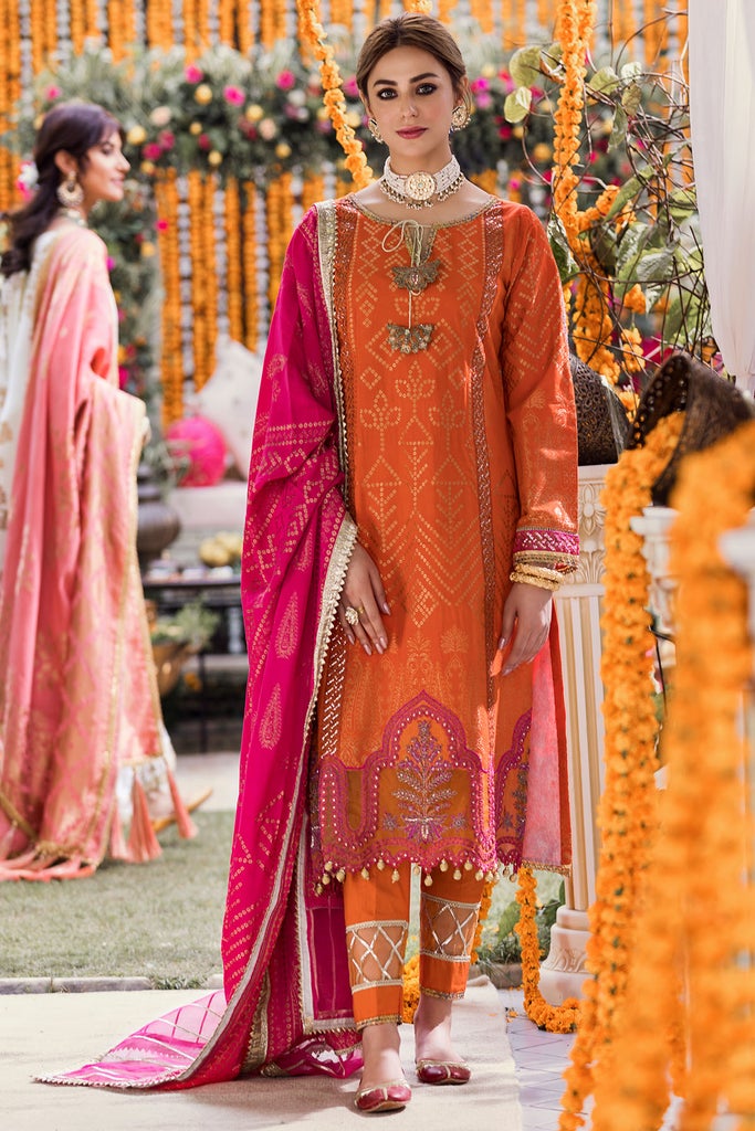 Motifz Shehnai Embroidered Festive Jacquard 3pc Suit 3142-BANO - FaisalFabrics.pk