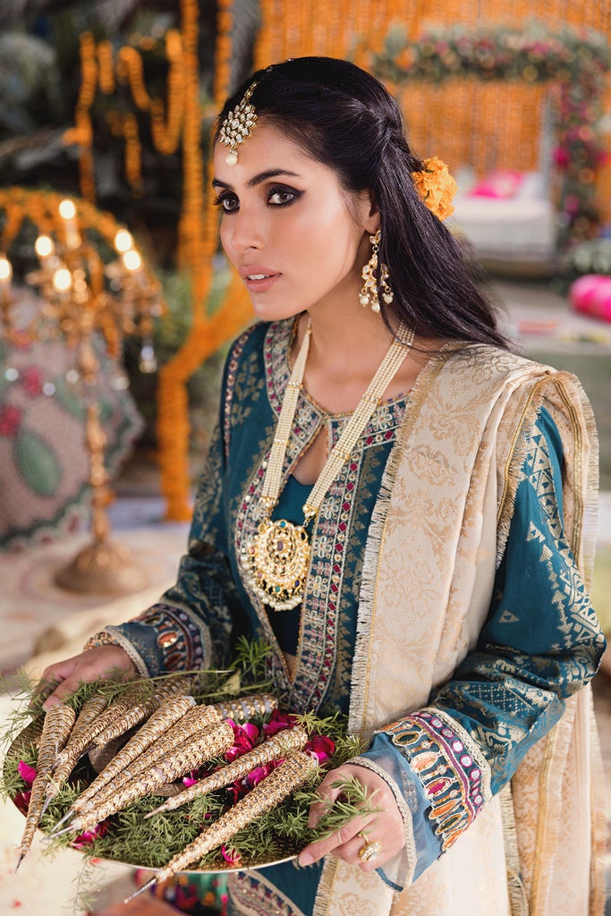 Motifz Shehnai Embroidered Festive Jacquard 3pc Suit 3147-GULNAR - FaisalFabrics.pk