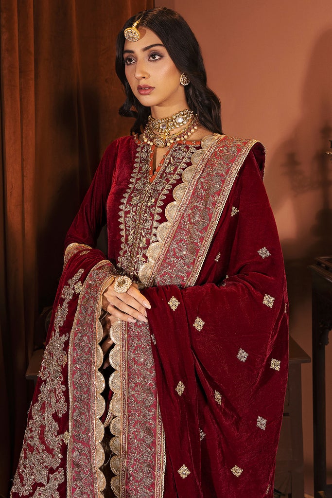 Motifz Grand Valour Embroidered Velvet Unstitched 3Pc Suit 3165-ZIL-E-HUMA - FaisalFabrics.pk