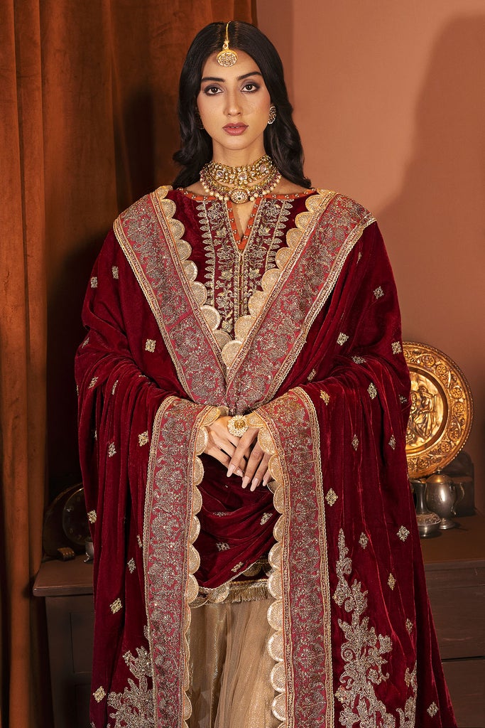 Motifz Grand Valour Embroidered Velvet Unstitched 3Pc Suit 3165-ZIL-E-HUMA - FaisalFabrics.pk