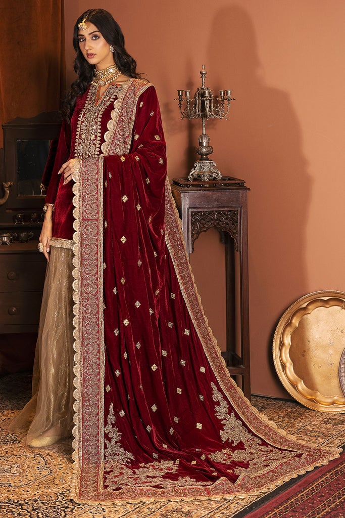 Motifz Grand Valour Embroidered Velvet Unstitched 3Pc Suit 3165-ZIL-E-HUMA - FaisalFabrics.pk