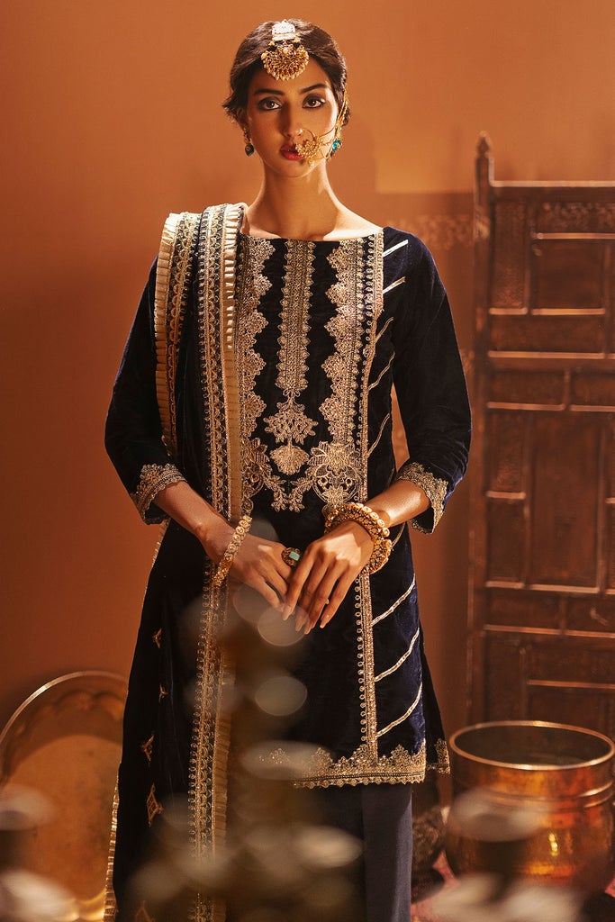 Motifz Grand Valour Embroidered Velvet Unstitched 3Pc Suit 3169-KASHAF - FaisalFabrics.pk