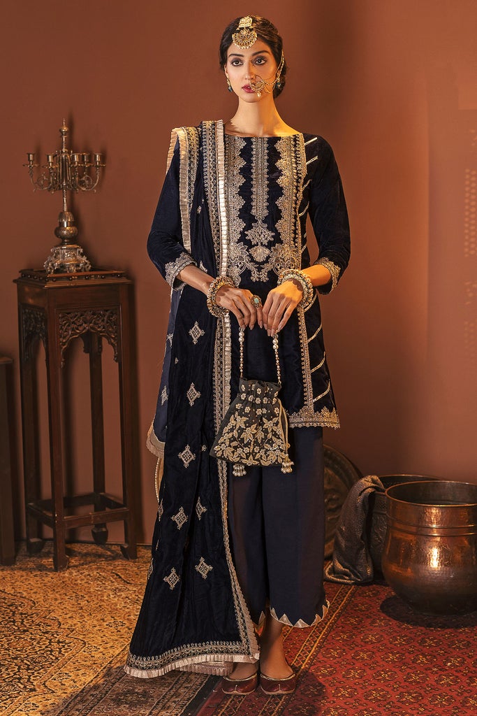 Motifz Grand Valour Embroidered Velvet Unstitched 3Pc Suit 3169-KASHAF - FaisalFabrics.pk
